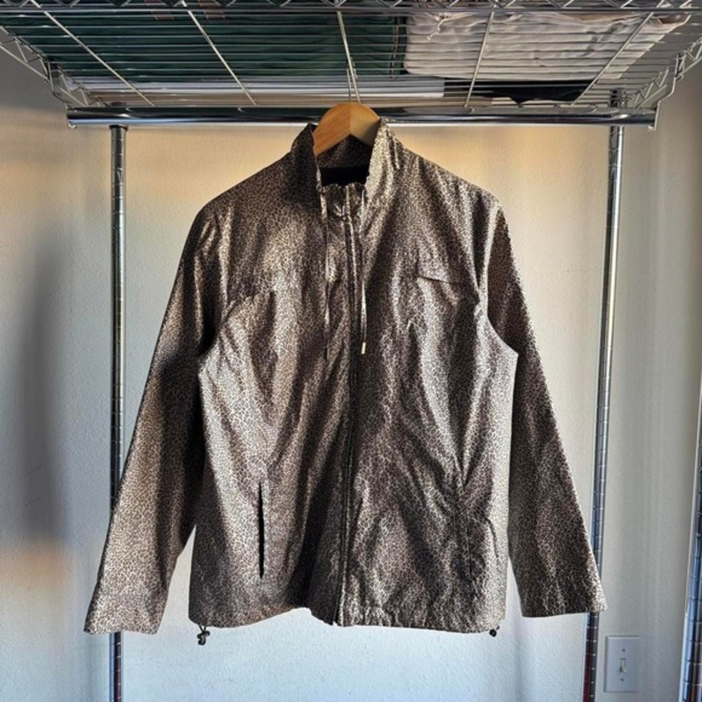 Vintage Y2K‎ Womens Leopard Print Lightweight Windbreaker Jacket